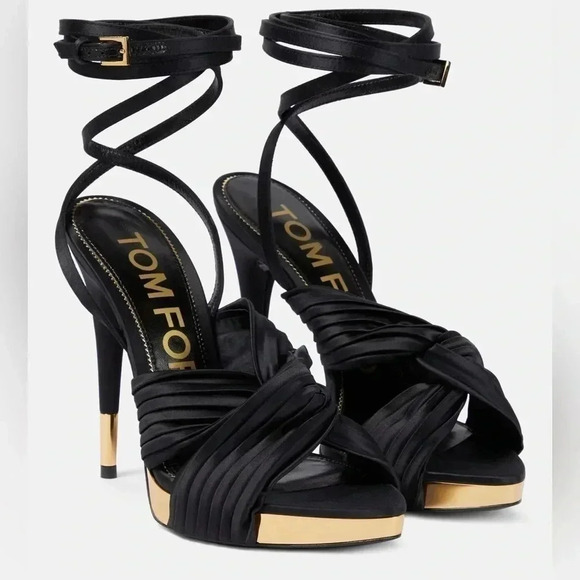Tom Ford Shoes - TOM FORD Pleated Ankle Strap Pointed Toe Sandal